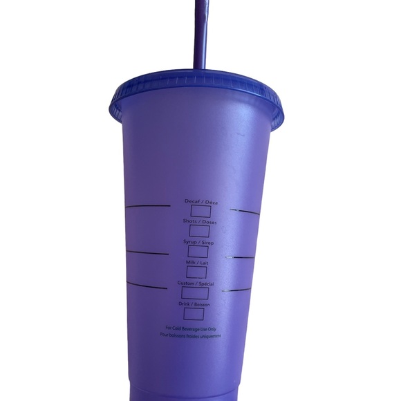STARBUCKS UV Color Changing Reusable Cup w/Straw Purple 24 oz. - Picture 2 of 3